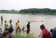 Photo of Tradisi Pladu Kembali, Pinggiran Sungai Brantas Kota Kediri Diserbu Warga Mencari Ikan